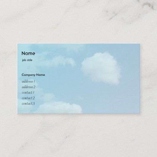 Carte De Visite ciel bleu et nuages blancs (Devant)