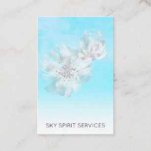 Carte De Visite *~* Ciel bleu QR Nuages Parties scintillant floral