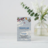 Carte De Visite Ciel vintage - avions et papillons (Debout devant)