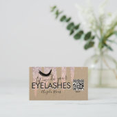 Carte De Visite CILLES CODE QR Paillettes Roses Gouttes Rustique (Debout devant)