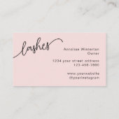 Carte De Visite Cils Blush Rose Noir Script Photo (Dos)