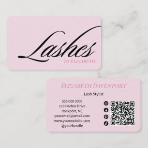 Carte De Visite Cils Code QR d'icône sociale écriture manuscrite R