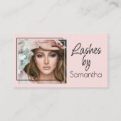 Carte De Visite Cils de photo de script noir rose Blush (Devant)