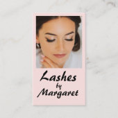 Carte De Visite Cils de photo de script noir rose minimal blush (Devant)