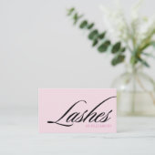 Carte De Visite Cils écriture Rose Pâle Noir (Debout devant)