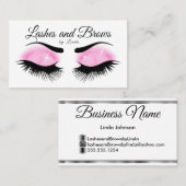 Carte De Visite Cils et fronts - parties scintillantes roses (Devant / Derrière)