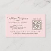 Carte De Visite Cils et Sourcils Code QR Photo Écriture Rose Gênée (Dos)