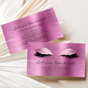 Carte De Visite Cils Extensions Pailletés Rose Métallisé