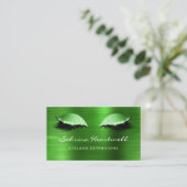 Carte De Visite Cils Extensions Paillettes Vert Métallisé (Debout devant)