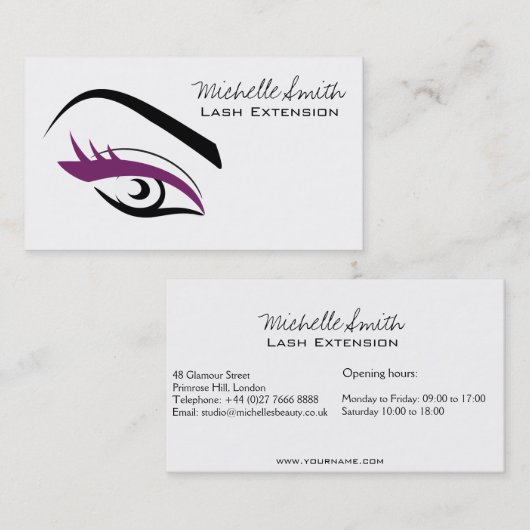 Carte De Visite cils longs de l'oeil pourpre Icône d'extension Las (Devant / Derrière)
