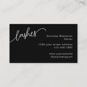Carte De Visite Cils Minimal Noir Blanc Script Photo (Dos)