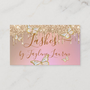 Carte De Visite Cils Papillon Glam Rose Gold Pailleté