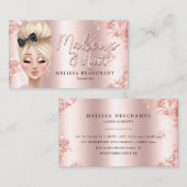 Carte De Visite Cils roses d'or de parties scintillantes Luxe de (Devant / Derrière)