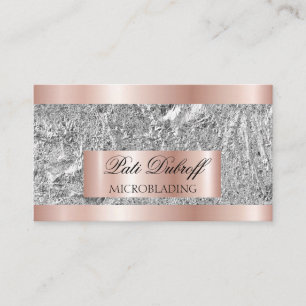 Carte De Visite Cils & Sourcils Microblading Paillettes Rose & Arg