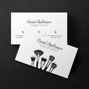 Carte De Visite Cils Sourcils Minimaliste Maquilleuse Noir, Blanc