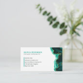 Carte De Visite Cils Teal Gold Glitter Agate Eye Initial Logo (Debout devant)