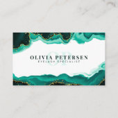 Carte De Visite Cils Teal Gold Glitter Agate Eye Initial Logo (Dos)