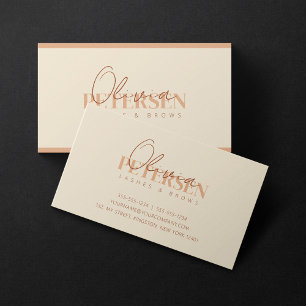 Carte De Visite Cils Tendance Beige Marron Minimaliste Élégant