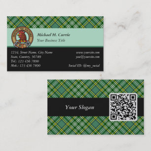 Carte De Visite Cimier de coq Clan Currie sur Tartan