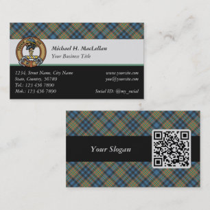 Carte De Visite Cimier du clan MacLellan sur tartan ancien