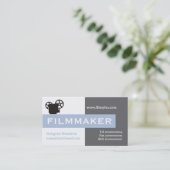 Carte De Visite Cinéaste gris, blanc, acier bleu accrocheur (Debout devant)
