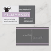 Carte De Visite Cinéaste gris, blanc, violet de chardon (Devant / Derrière)