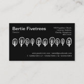 Carte De Visite Cinq arbres - Blanc sur Noir (Dos)