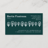 Carte De Visite Cinq arbres - Blanc sur Turquoise foncé (Dos)