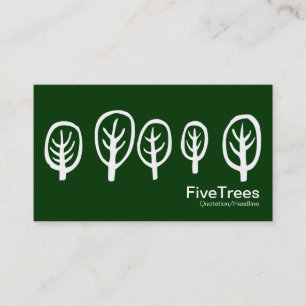 Carte De Visite Cinq arbres - Blanc sur Vert foncé