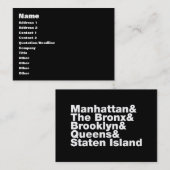 Carte De Visite Cinq Boroughs ~ New York (Devant / Derrière)