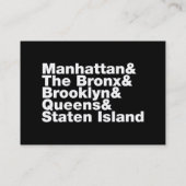 Carte De Visite Cinq Boroughs ~ New York (Dos)