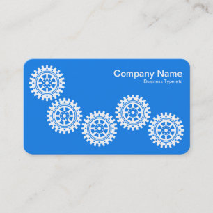 Carte De Visite Cinq engrenages II - Blanc sur bleu - Fond gris
