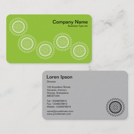 Carte De Visite Cinq engrenages - Martian Green - Grey Back (Devant / Derrière)