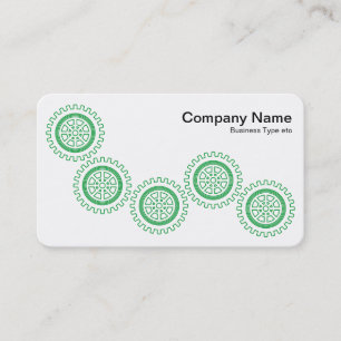 Carte De Visite Cinq engrenages - Vert gazon et blanc - Dos gris