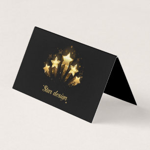 Carte De Visite Cinq étoiles dorées sur fond noir