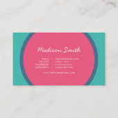 Carte De Visite Circles modernes amusants Turquoise rose Bleu Médi (Dos)