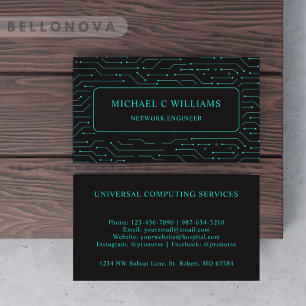 Carte De Visite Circuit bleu turquoise noir brillant personnalisé