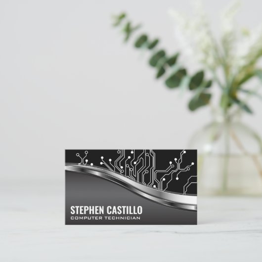 Carte De Visite Circuit Board | Conception métallique (Debout devant)