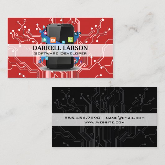 Carte De Visite Circuit Board | Smart Phone et applications (Devant / Derrière)