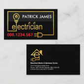Carte De Visite Circuit de câblage d'électricien d'or (Devant / Derrière)