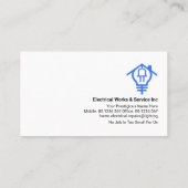 Carte De Visite Circuit de câblage électrique à domicile bleu (Dos)