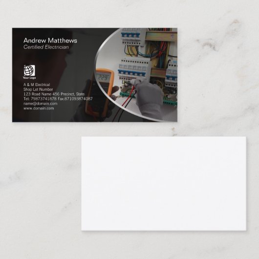 Carte De Visite Circuits électriques de test par électricien (Devant / Derrière)