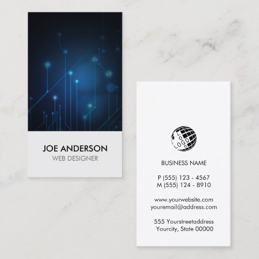 Carte De Visite Circuits électroniques Web Designer (Devant / Derrière)
