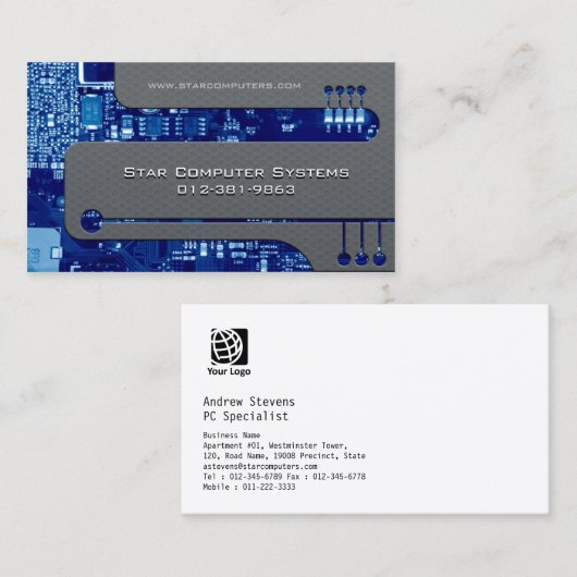 Carte De Visite Circuits techniques du programmeur informatique Cu (Devant / Derrière)