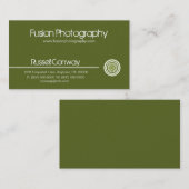 Carte de visite circulaire élégant, vert olive (Devant / Derrière)