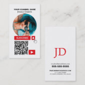 Carte De Visite Circulé Photo & QR Code, Youtube - Vlogger (Devant / Derrière)