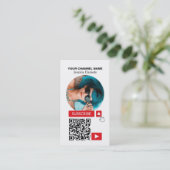 Carte De Visite Circulé Photo & QR Code, Youtube - Vlogger (Debout devant)