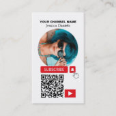 Carte De Visite Circulé Photo & QR Code, Youtube - Vlogger (Devant)