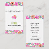 Carte De Visite Cire artisanale Fonte Aquarelle Florale Verticale (Devant / Derrière)