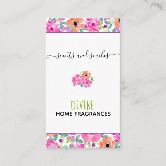 Carte De Visite Cire artisanale Fonte Aquarelle Florale Verticale (Devant)